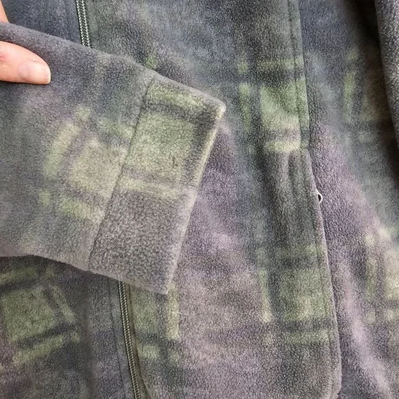Columbia Kids Youth Full-Zip Plaid Fleece Jacket Size XL 18/20 Gray & Green EUC - Picture 7 of 11